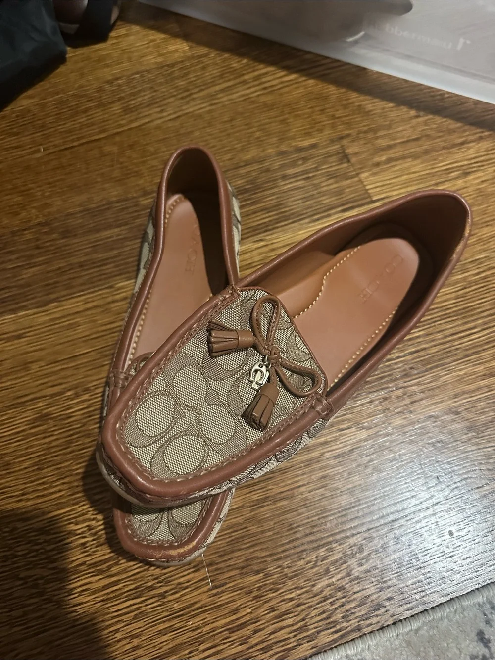 Coach Brown Signature Canvas Tassel Loafers - Picture 3 of 4